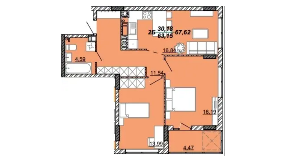 Продаж Квартира 2-кімнатна, 7/8 поверх на вул. Дубенська Кременець - фото 10