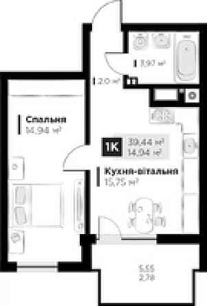 Продаж Квартира 1-кімнатна, 3/6 поверх на вул. Червоної калини Sokilnyky