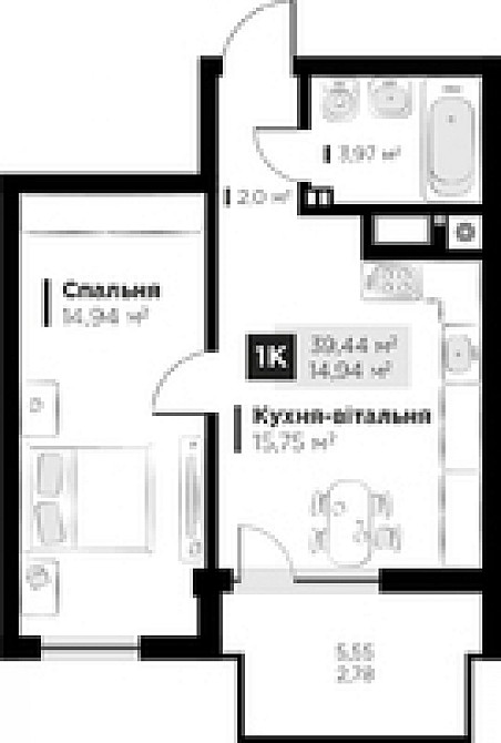 Продаж Квартира 1-кімнатна, 3/6 поверх на вул. Червоної калини Sokilnyky - photo 5