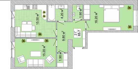 Продаж Квартира 2-кімнатна, 2/13 поверх на вул. Княгинин Ivano-Frankivs'k