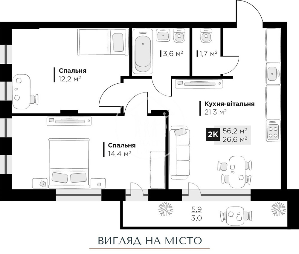 Продаж 2к Квартира 56 кв.м Орлика, 51 Львів - фото 6