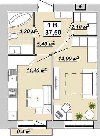 Продаж Квартира 1-кімнатна, 3/14 поверх на Княгинин вул., 25 Івано-Франківськ