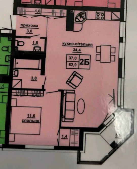 Продаж 2к квартири, 63 м.кв., ЖК Домініканський Тернопіль - фото 2