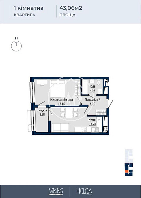 Продаж 1к Квартира 43 кв.м Княгині Ольги вул., 120 L'viv - photo 15