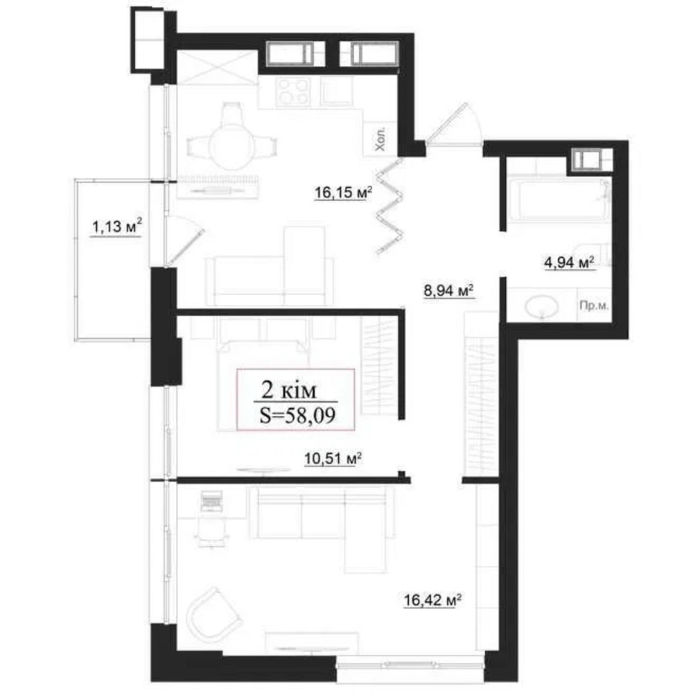 Продаж Квартира 2-кімнатна, 3/10 поверх на Панаса Мирного Івано-Франківськ - фото 3