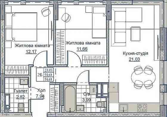 Продаж Квартири 62 м2 в ЖК А+Я. Кропивницький