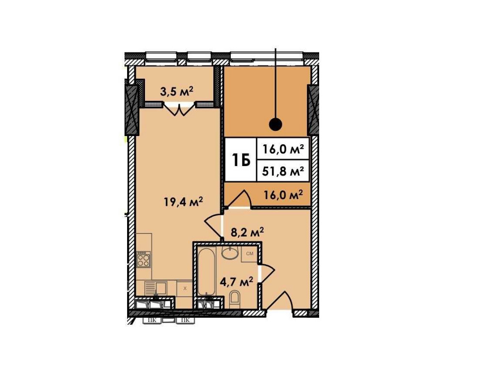 Продаж Квартира 1-кімнатна, 30/36 поверх на Берестейський вул., д. 11 Kiev - photo 11