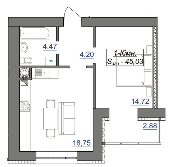 Продаж Квартира 1-кімнатна на пров.Ключний Івано-Франківськ - фото 4