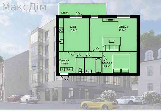 Продаж Квартира 2-кімнатна, 4/4 поверх на вул. Глиняна Ternopil'