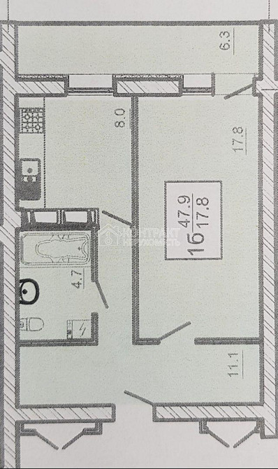 Продаж Квартира 1-кімнатна, 9/16 поверх на вул. Героїв Праці Харьков - изображение 5