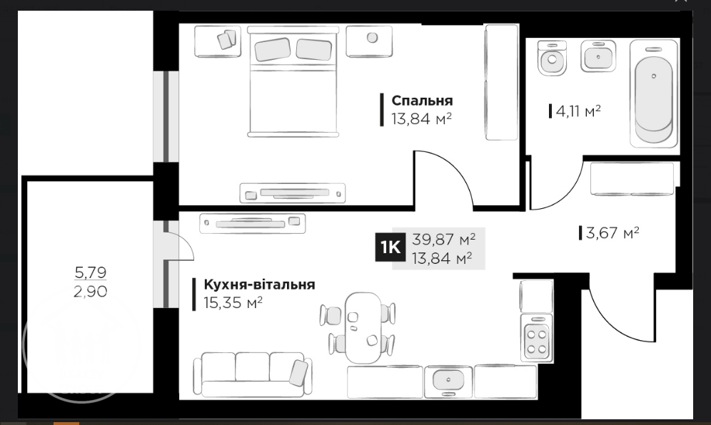 Продаж Квартира 1-кімнатна, 5/5 поверх на Галицька Винники - фото 12