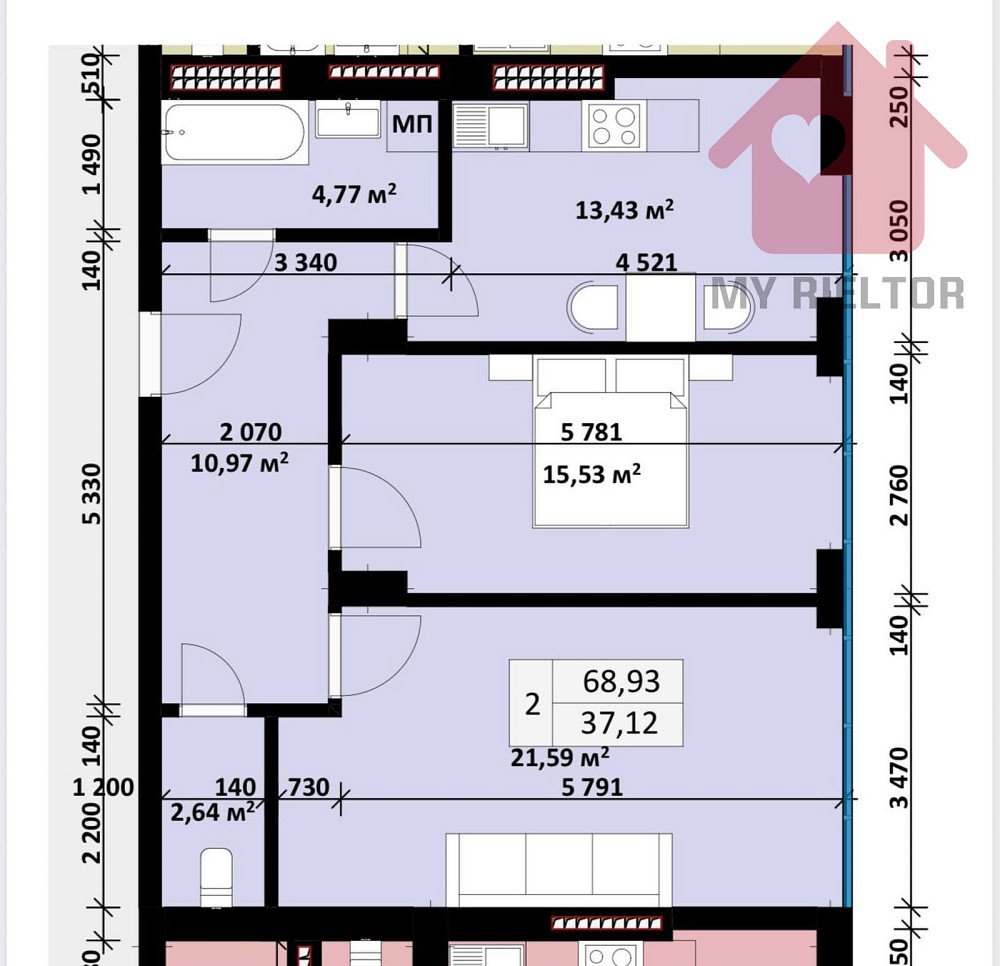 Продаж Квартира 2-кімнатна, 7/11 поверх Ужгород - фото 5