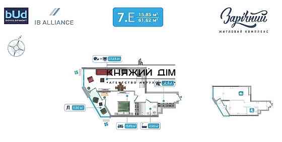 Продаж видової 1-кімнатної роздільної квартири в ЖК Зарічний, будинок 7, метро Славутич. № 21146537 Київ