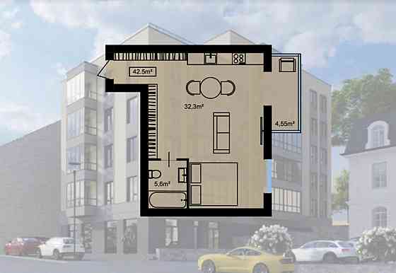 Продаж 1к квартири 42.5 кв. м на вул. Глиняна Ternopil'