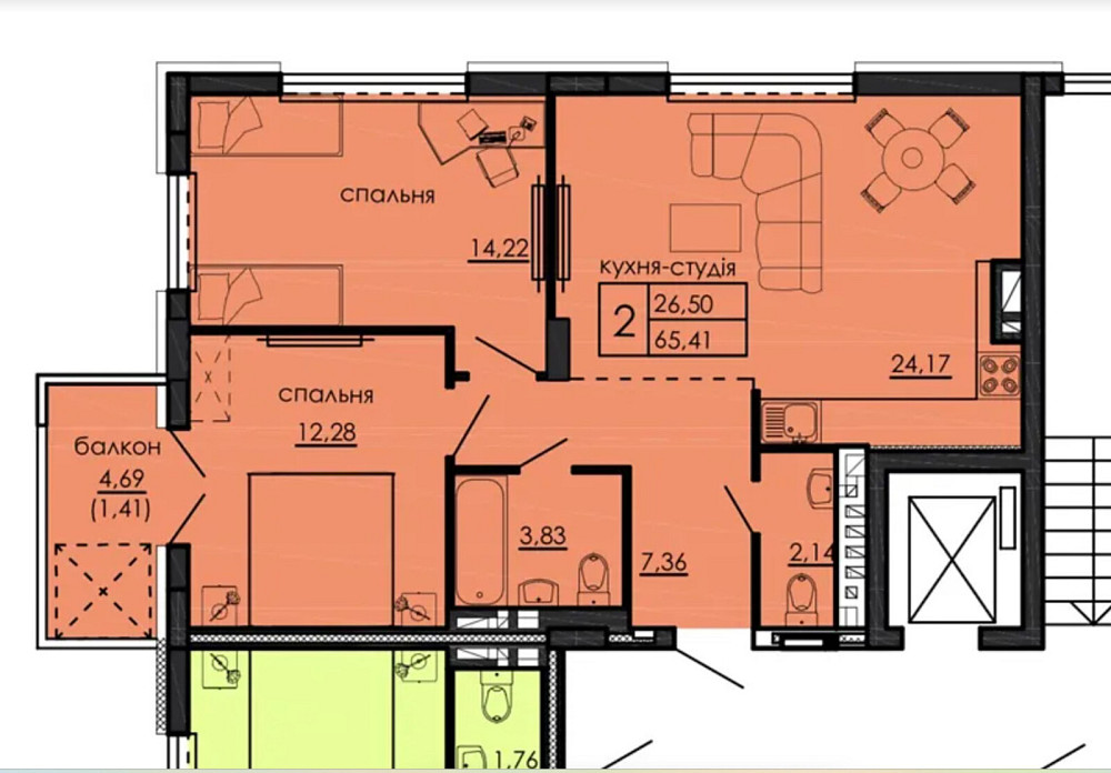 Продаж 2к квартири 65.41 кв. м на просп. Бандери Степана Тернопіль - фото 15