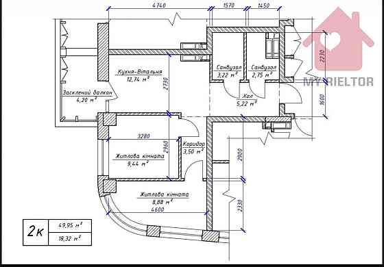 Продаж Квартира 2-кімнатна, 10/17 поверх на Грушевського, 154 Ужгород