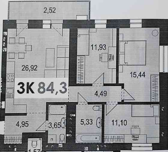 Продаж Квартира 3-кімнатна, 4/6 поверх на Шевченка Vovchynets