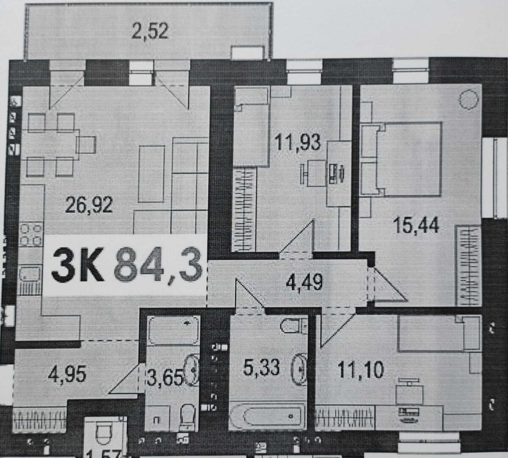 Продаж Квартира 3-кімнатна, 4/6 поверх на Шевченка Vovchynets - photo 2