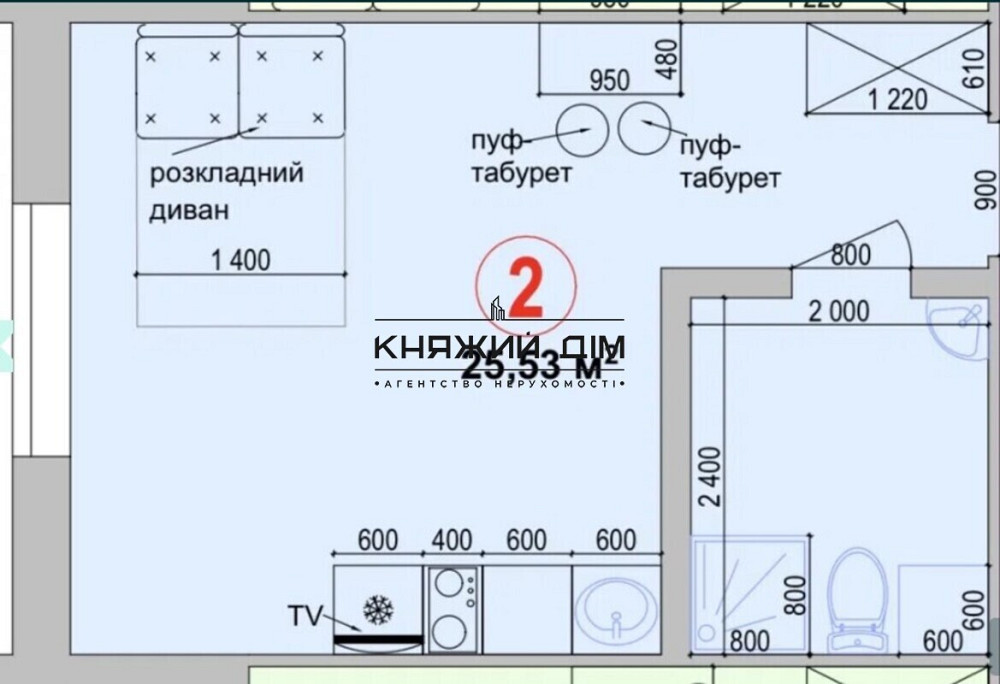 Отличная однокомнатная квартира студия в ЖК Затишном..Код: 21127999  - фото 3