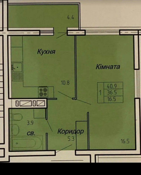 Продаж 1к квартири 41 кв. м на вул. Полковника Данила Нечая Тернопіль - фото 1