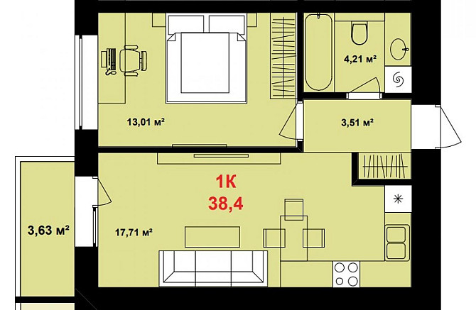 Продаж 1к Квартира 38.4 кв.м Урожайна вул. Ivano-Frankivs'k - photo 8