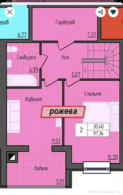 Продаж Квартира 3-кімнатна, 9/10 поверх на Домбровського Zhytomyr - photo 2