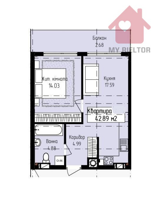 Продаж Квартира 1-кімнатна, 6/7 поверх на Проектна Минай - фото 6