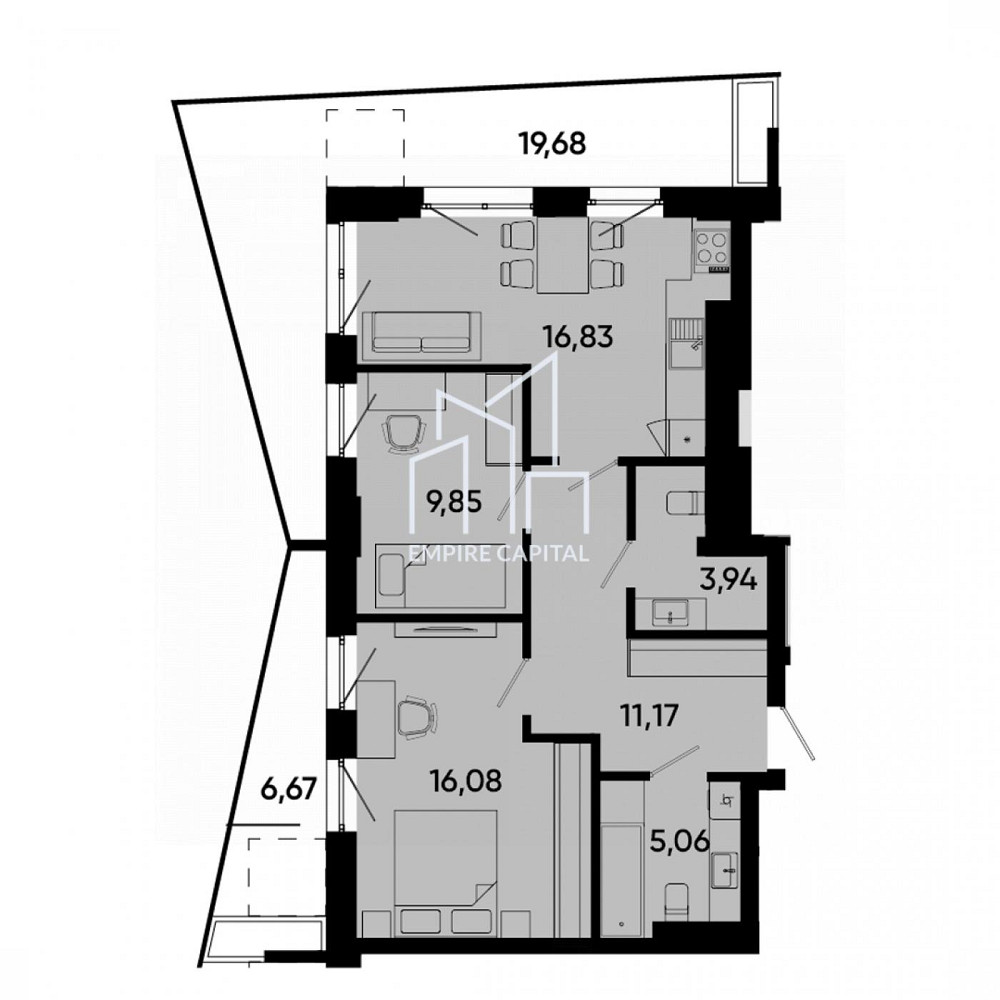 Продаж Квартира 2-кімнатна, 12/16 поверх на вул. Ленона Джона Львів - фото 3