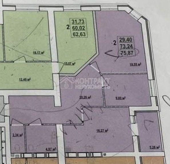 Продаж Квартира 2-кімнатна, 16/16 поверх на вул. Заливная Kharkiv - photo 2