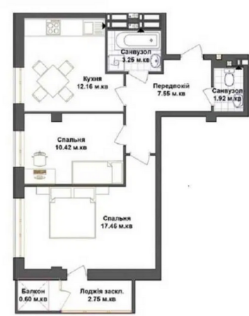 Продаж 2к квартири, 55 м.кв., ЖК Щастя Тернопіль