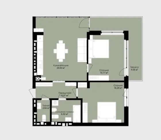 For sale 2-room Apartment 91.71 sq.m ЖК OKRUZHNA HALL L'viv