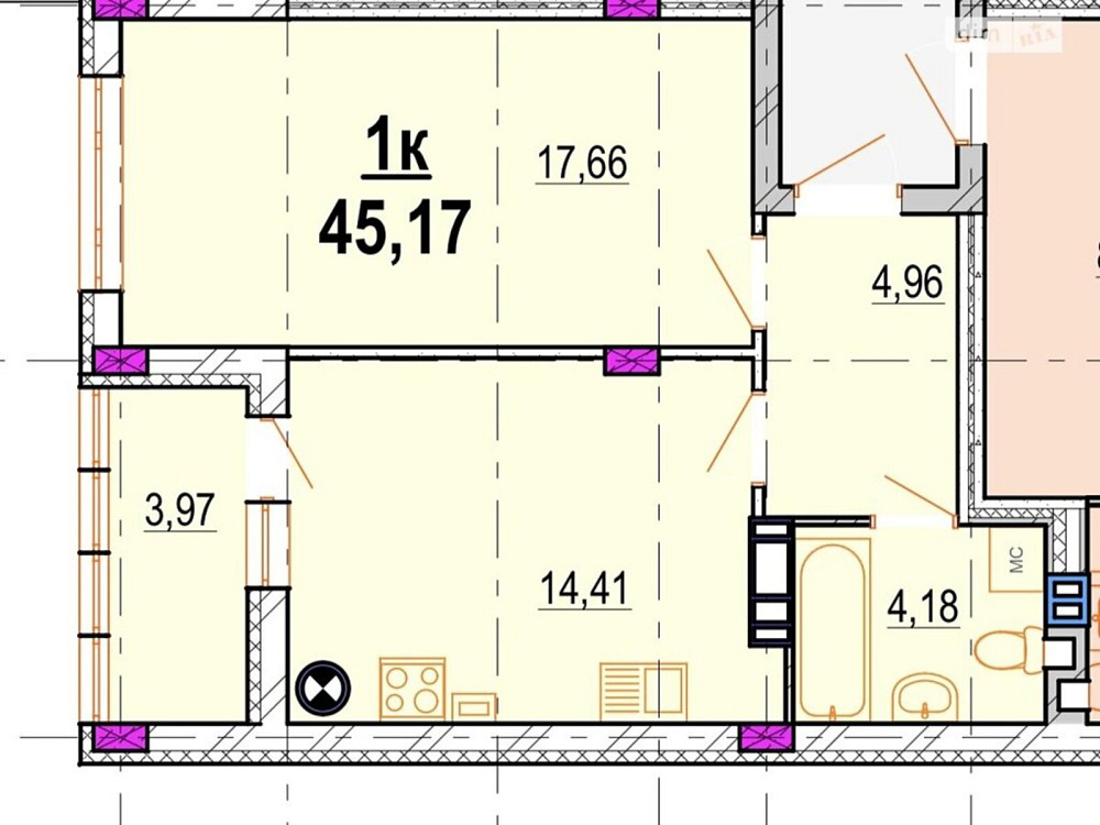 Продаж Квартира 1-кімнатна, 8/8 поверх Вінниця - фото 1