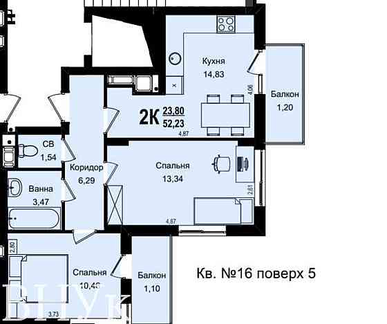 Продаж Квартира 2-кімнатна, 5/6 поверх на вул. Роксоляни L'viv