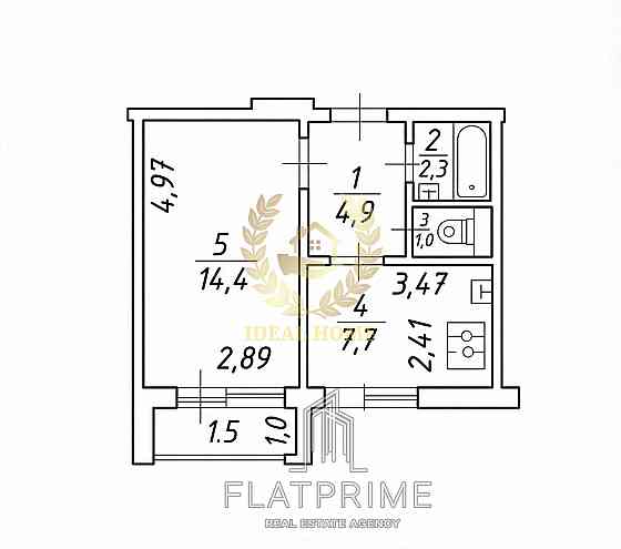 Продаж Квартира 1-кімнатна, 3/9 поверх на Академика Ефремова ул., 15 Київ