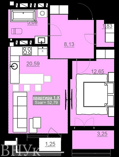 Продаж Квартира 1-кімнатна, 8/8 поверх на вул. Вовчинецька Ивано-Франковск - изображение 2