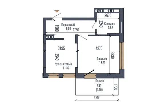 Продажа 1к Квартира 44 кв.м вул. Навроцького Львов