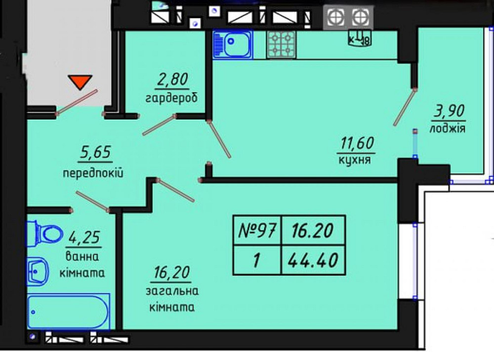 Продаж Квартира 1-кімнатна, 7/9 поверх на вул. Червоний Zhytomyr - photo 1
