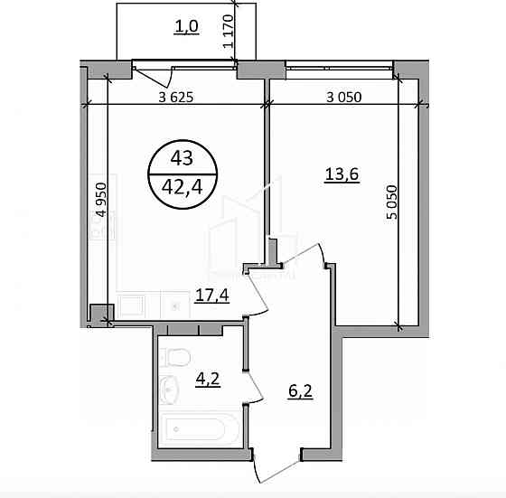 Продаж 1к квартири 42.4 кв. м Брюховичі (Перемишлянський район)