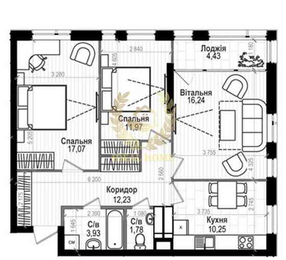 3комн ЖК Науки58 Київ