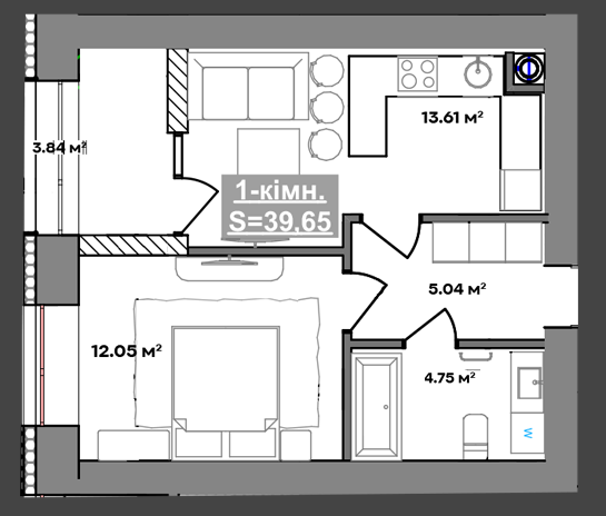 Продаж Квартира 1-кімнатна, 2/10 поверх на вул. Національної Гвардії Івано-Франківськ - фото 5