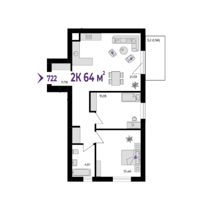 Продаж Квартира 2-кімнатна, 2/6 поверх на с.Вовчинець,вул.Шевченка Івано-Франківськ