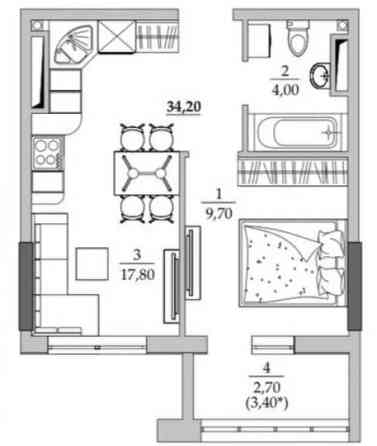 Продаж Квартира 1-кімнатна, 8/17 поверх на Вильямса ул. Одеса