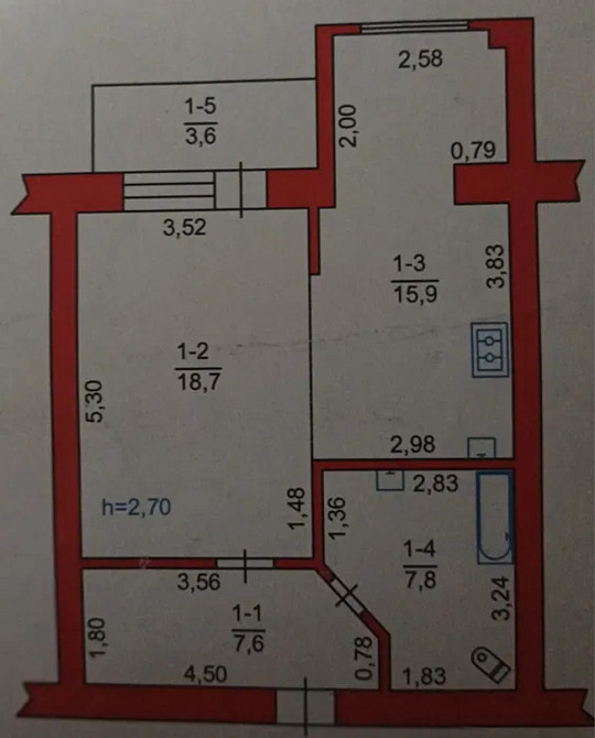 Продаж Квартира 1-кімнатна, 2/9 поверх на Дмитра Іващенка (Срібних Лелек) Luts'k - photo 9