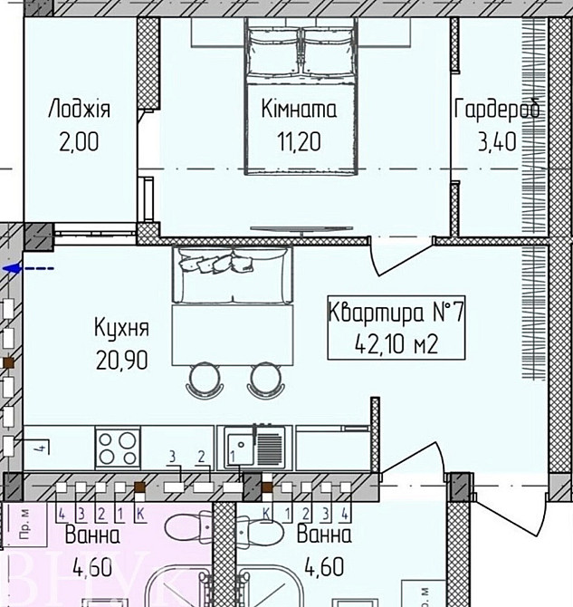 Продаж Квартира 1-кімнатна, 2/4 поверх на Єнківська Ужгород - фото 16