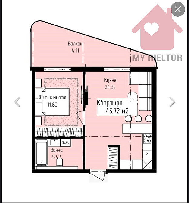 Продаж Квартира 1-кімнатна, 5/13 поверх на Володимирська Ужгород - фото 10