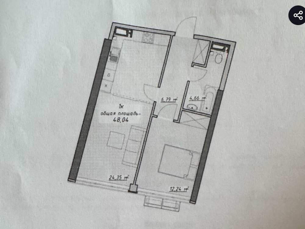 Продаж Квартира 1-кімнатна, 5/24 поверх на Курортный ул. Одеса - фото 2