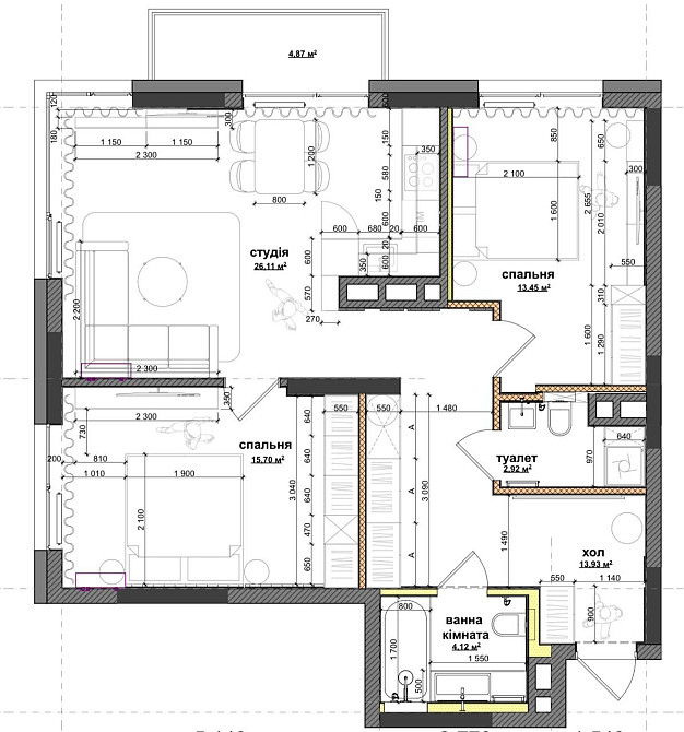 Продаж Квартира 3-кімнатна, 22/24 поверх на Джона Маккейна вул., д. 1-Б Київ - фото 2