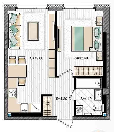 Продаж Квартира 1-кімнатна, 3/7 поверх на вул. Ульянова Дніпро
