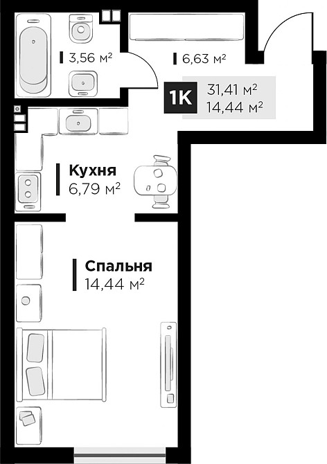 Продаж Квартира 1-кімнатна, 3/6 поверх на вул. Червоної калини Sokilnyky - photo 2