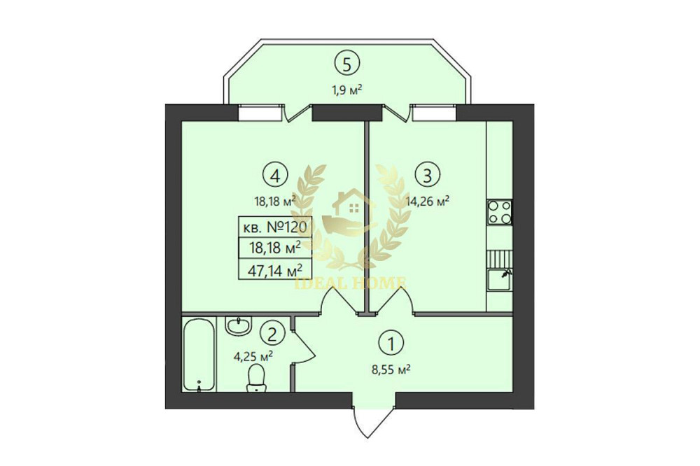 Оголошення: Продаж 1-кімнатної квартири в ЖК Family-2, Гатне  - фото 2